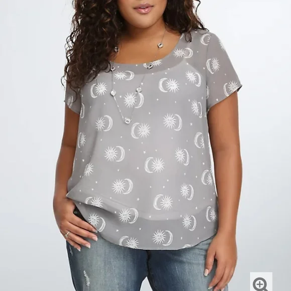 Torrid Gray Sun and Moon Blouse - Picture 1 of 7